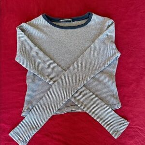 Brandy Melville Navy and White Striped Sweater